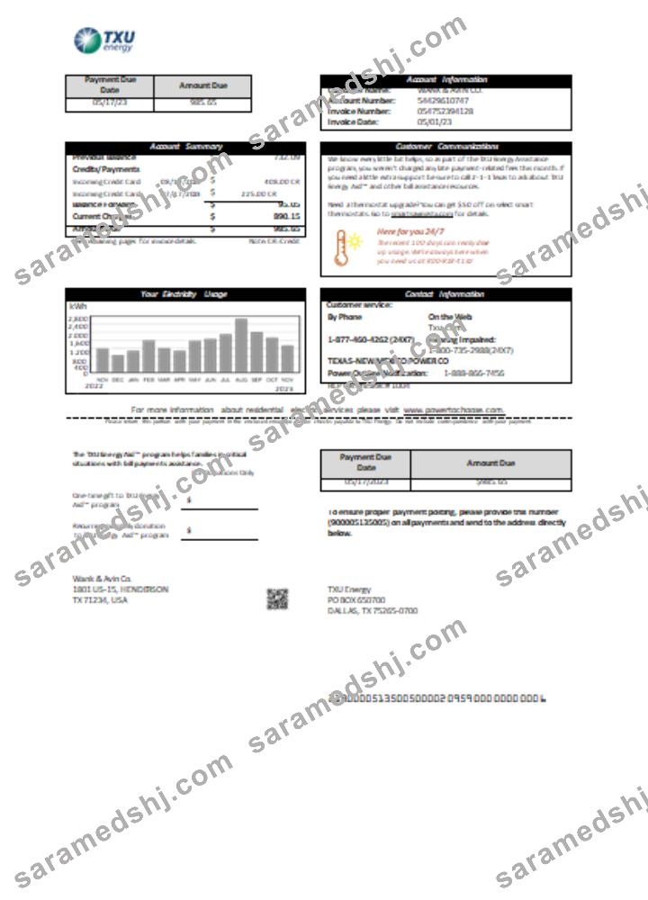 Texas TXU Energy utility business bill SCR